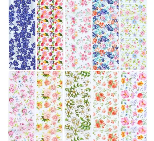 Foil Floral Para Uñas Flower01, 10 Rollos Qdsuh