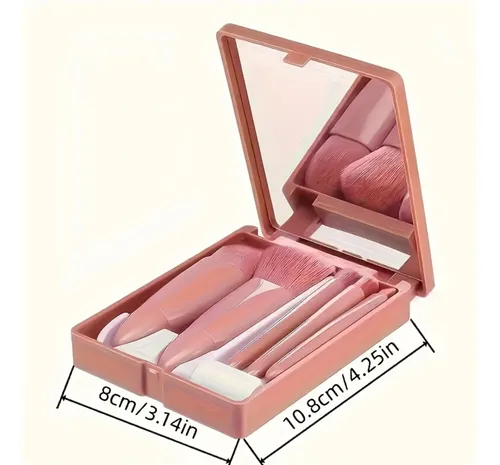 P/j Set Portátil 5 Brochas De Maquillaje Con Estuche Y