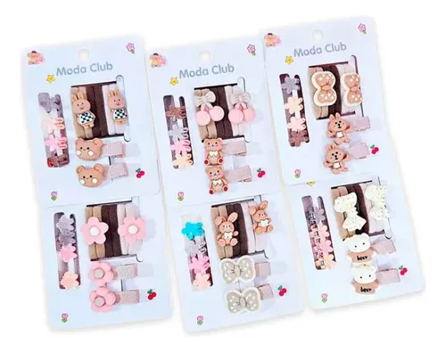 Set De Colitas + Hebillas + Mini Broches Infantiles