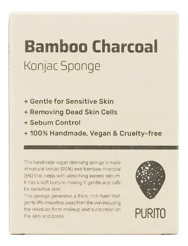 Purito Esponja Konjac Charcoal Bamboo 1 Pieza