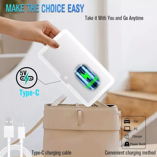 Espejo De Maquillaje Con Luz Led Recargable Para Coche Y Toc