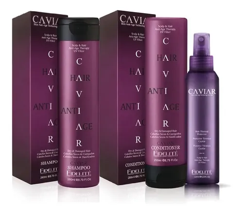 Shampoo Acond Protector Termico Caviar Fidelite Kit Combo