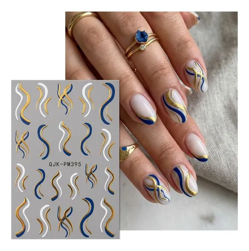 Pegatinas De Uñas Laminadas En Caliente Con Forma Y Línea Ge