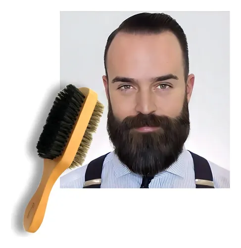 Cepillo Doble De Cerda Natural Para Barbero Annie