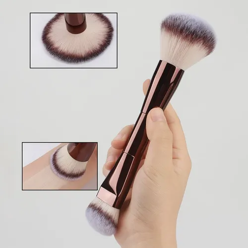 Set 3 Brochas Dobles For Maquillaje Líquido Y En Coffee