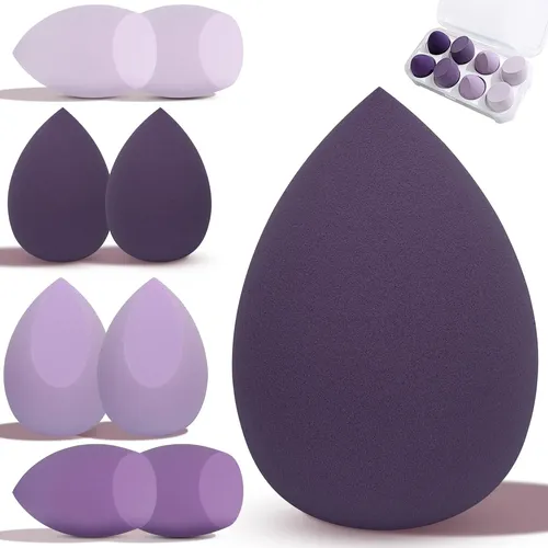 Esponjas Maquillaje 8pcs, Set Beauty Blender Con Estuche Púrpura