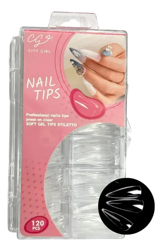 Tips Stiletto Sistema Gel Caja X100pcs Ultra Fino Uñas