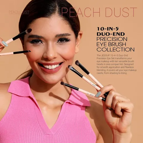 Set 5 Brochas Jessup Doble Punta Peach Dust – 10 Funciones