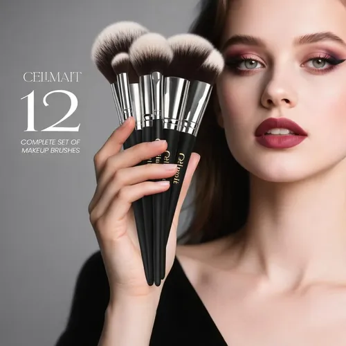 Set De Brochas De Maquillaje Celimait 12 Unidades Con Estuch
