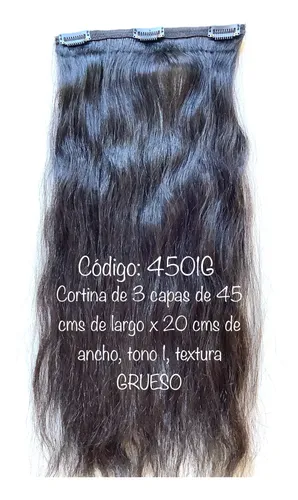 3 Capas Cortina Pelo Cabello Natural Humano 45 Cms X 20