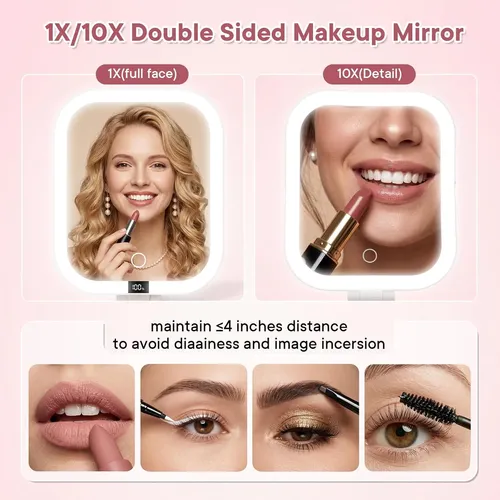 Espejo De Maquillaje De Viaje Plegable Con Aumento De 10 X 1