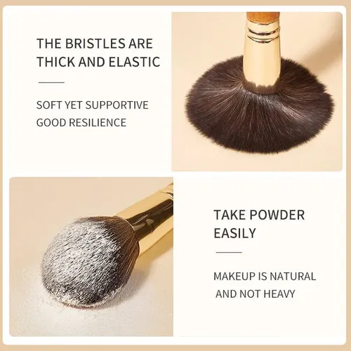 Set De Brochas De Maquillaje Para Viajes Con Mango De Madera