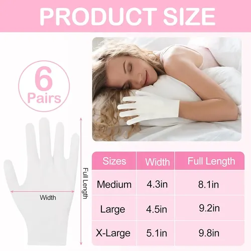 Guantes Algodón Blancos Hidratantes Para Manos Secas Xl
