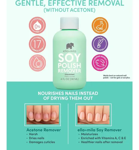 Removedor De Esmalte A Base De Soja Ella+mila, Sin Olor