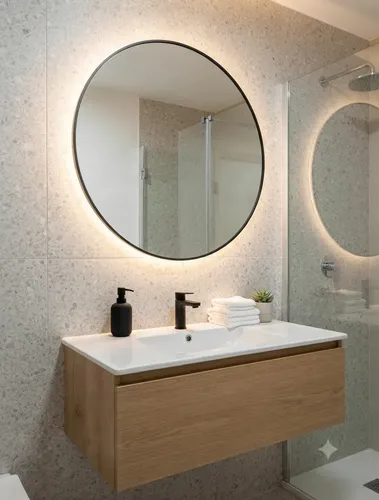 Espejo Redondo Con Luz Led 60cm Decorativo Pared Baño/living