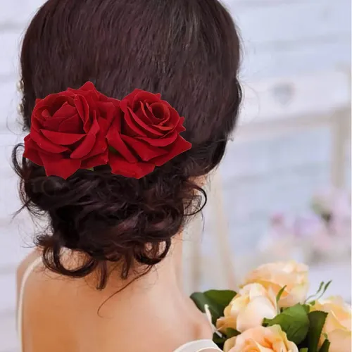 3x Broche Flor Rosa Para Pelo Flamenco Danzarín