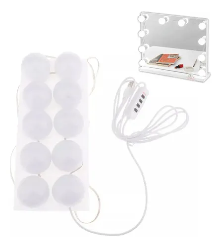 Luces For Espejo De Maquillaje, 10 Bombillas Led, 3 Coloresf