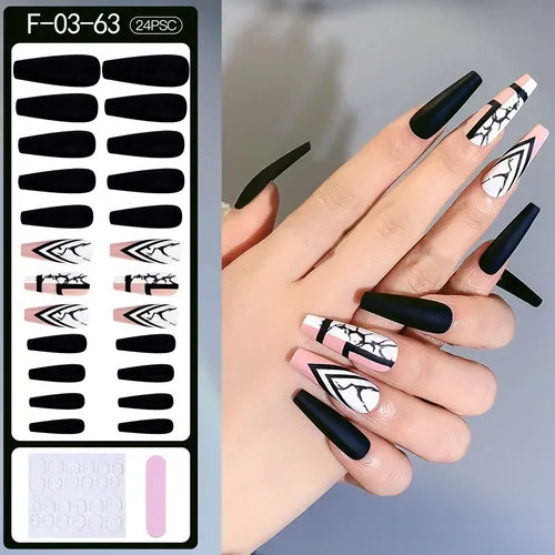 24 Puntas De Uñas Postizas De 30 X 24 Unidades De Largo, Tam
