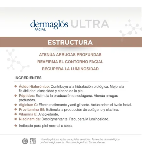 Crema Facial Dermaglós Ultra Estructura Noche X 50 G