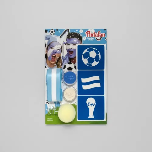 Kit Maquillaje Pintafan Argentina 7 Piezas Celeste Blanco Hipoalergénico