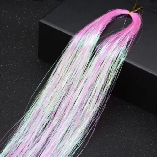 Kit Hebras Oropel Extensiones De Cabello Blanco Holografico