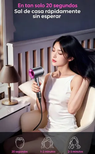 Secador De Pelo Profesional Iones Secado Rápido Y Boquillas Violeta