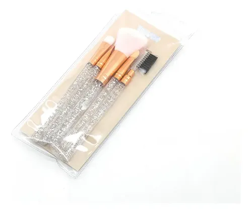 Set Brochas Trendy Make Up 5 Unidades Maquillaje Plateado