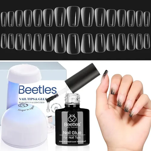Kit Uñas Acrílicas Cortas Transparente 510 Piezas Diy