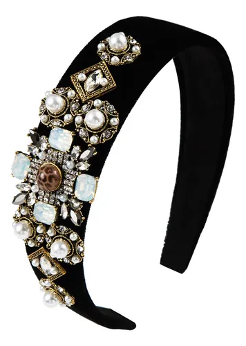 1 Diadema Ancha For El Pelo Con Perlas Artificiales Con Ff