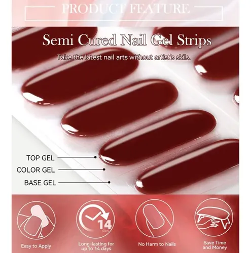 Pegatinas De Uñas Gel Semicurado Tiras De Esmalte