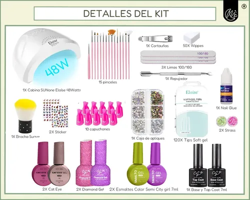 Kit Manicura Esmaltado Semipermanente Completo Uñas Soft Gel