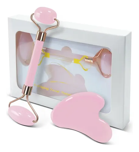Set Gua Sha Y Rodillo Facial Hzlxmyxo1 Piedra Rosa