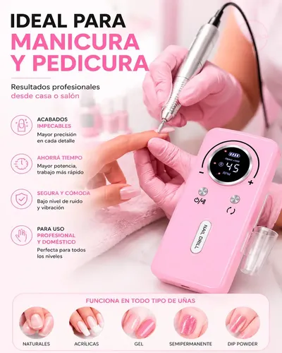 Torno Pulidor Uñas Profesional 45000 Rpm Portátil Manicura