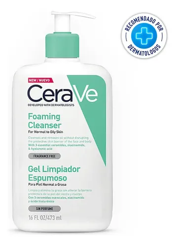 Cerave Gel Limpiador Espumoso Piel Mixta X473ml Momento de aplicación Día/Noche Tipo de piel Normal a grasa