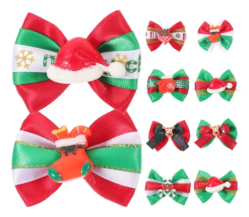 10 Unidades De Lazos Para El Pelo De Navidad Para Mascotas,