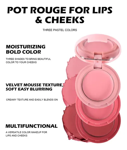 Paleta 3 En 1 Plegable Rubor Sombras Labial Crema
