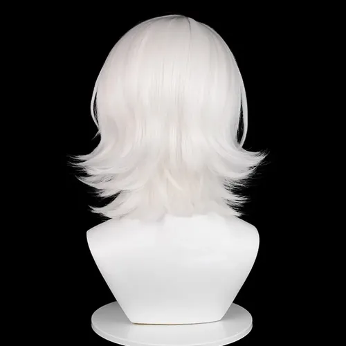 Peluca Blanca Sintética Corta Recta Para Cosplay De Anime Co