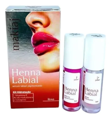 Henna Labial Makiaj Color Pink Lip Rosa Larga Duración Brillante
