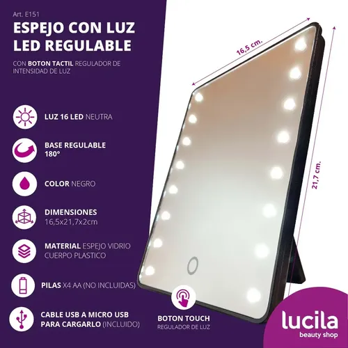 Espejo Para Maquillaje Con Luz Led Regulable E151