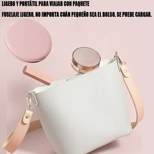 Espejo De Maquillaje Led Portátil Recargable Rosa Para