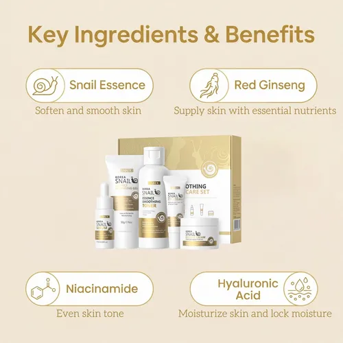 Set Para El Cuidado De La Piel Snail Mucin, Kit De Reparació