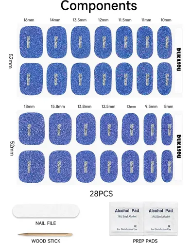 Pegatinas De Gel Semicuradas Dukasou Glitter Deep Sea Blue