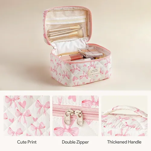 Set 3 Bolsas Maquillaje Algodón Acolchado Grande Neceser