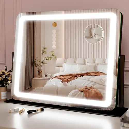 Espejo De Maquillaje Con Luz Led Rolove 56x43cm Negro