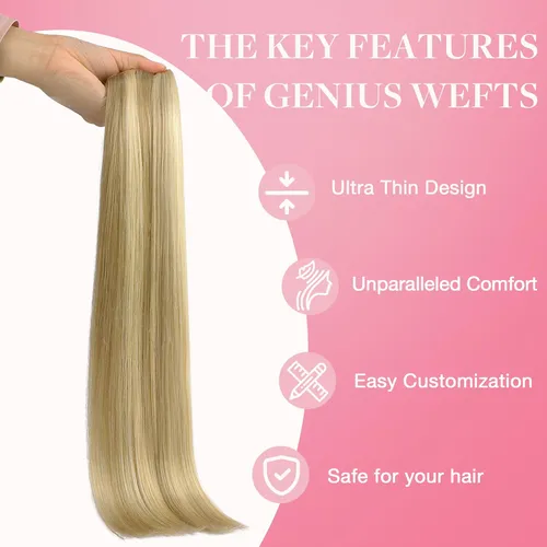 Extension Cortina De Pelo Humano Real 35cm 80g Rubio Reflejo