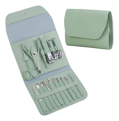 Set Manicura Pedicuria 16piezas Profesional Acero Inoxidable