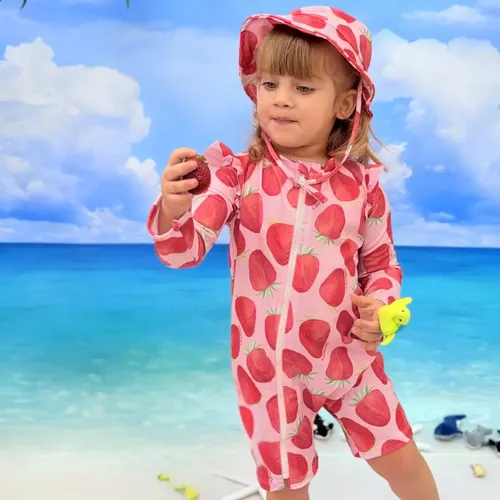 Traje Baño Bebe Nena Nene + Gorro Malla Protección Solar