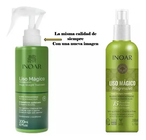 Inoar Spray Protector de Calor para Cabello con Aceite de Argán Liso Mágico, Anti Frizz, Brillo y Suavidad, Ideal para Secadora y Plancha, Protección Térmica Profesional, 200 ml