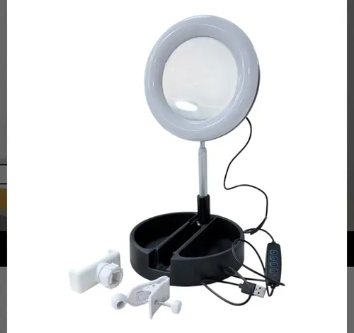 Espejo Con Luz Led Calida Fria Maquillaje Plegable Portatil