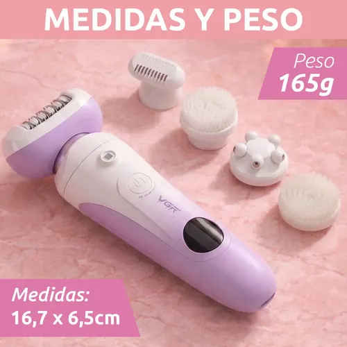 Depiladora Eléctrica Con Masajeador 5 En 1 Vgr V-750 Ipx7 Violeta
